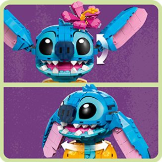 Stitch LEGO with moving head and ears.
