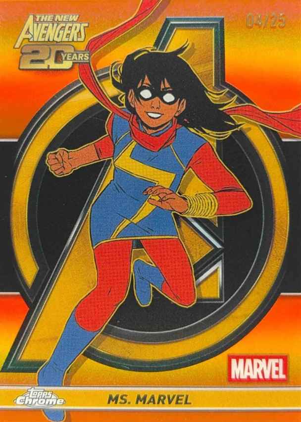2025 Topps Chrome Marvel The New Avengers 20th Anniversary Orange Ms. Marvel