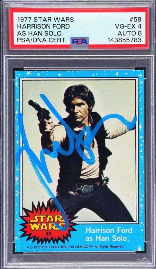 1977 #58 Harrison Ford as Han Solo with autograph 1977 #58 Harrison Ford as Han Solo with autograph